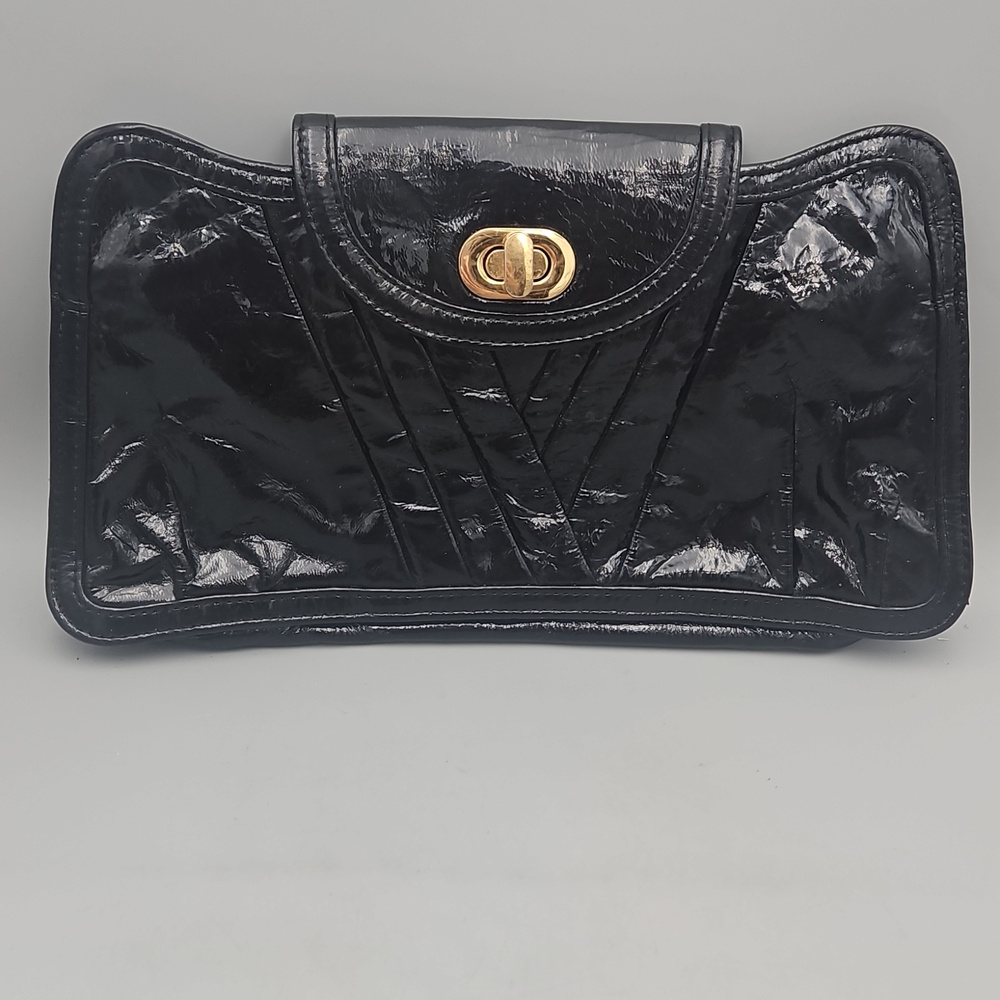 Treesje vintage large clutch black glossy
